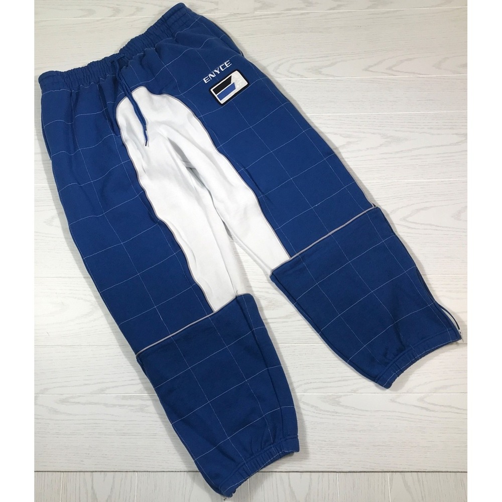 Vintage Enyce Heavyweight Embroidered Sweat Pants Men 2XL Blue Ankle Zip Hip Hop